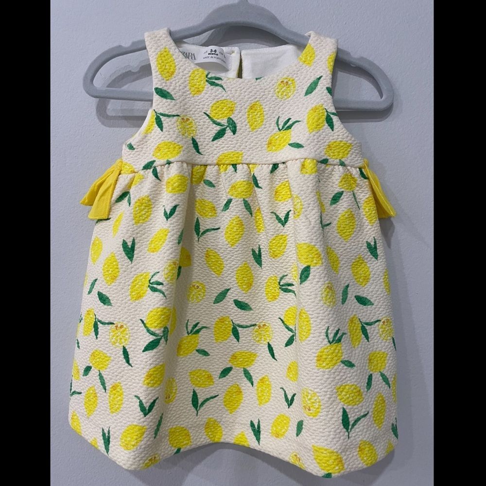 Zara Baby Girls Dress Lemon Size 3-6 Months Color Yellow and White